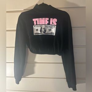SHEIN collar graphic print crop sweatshirt